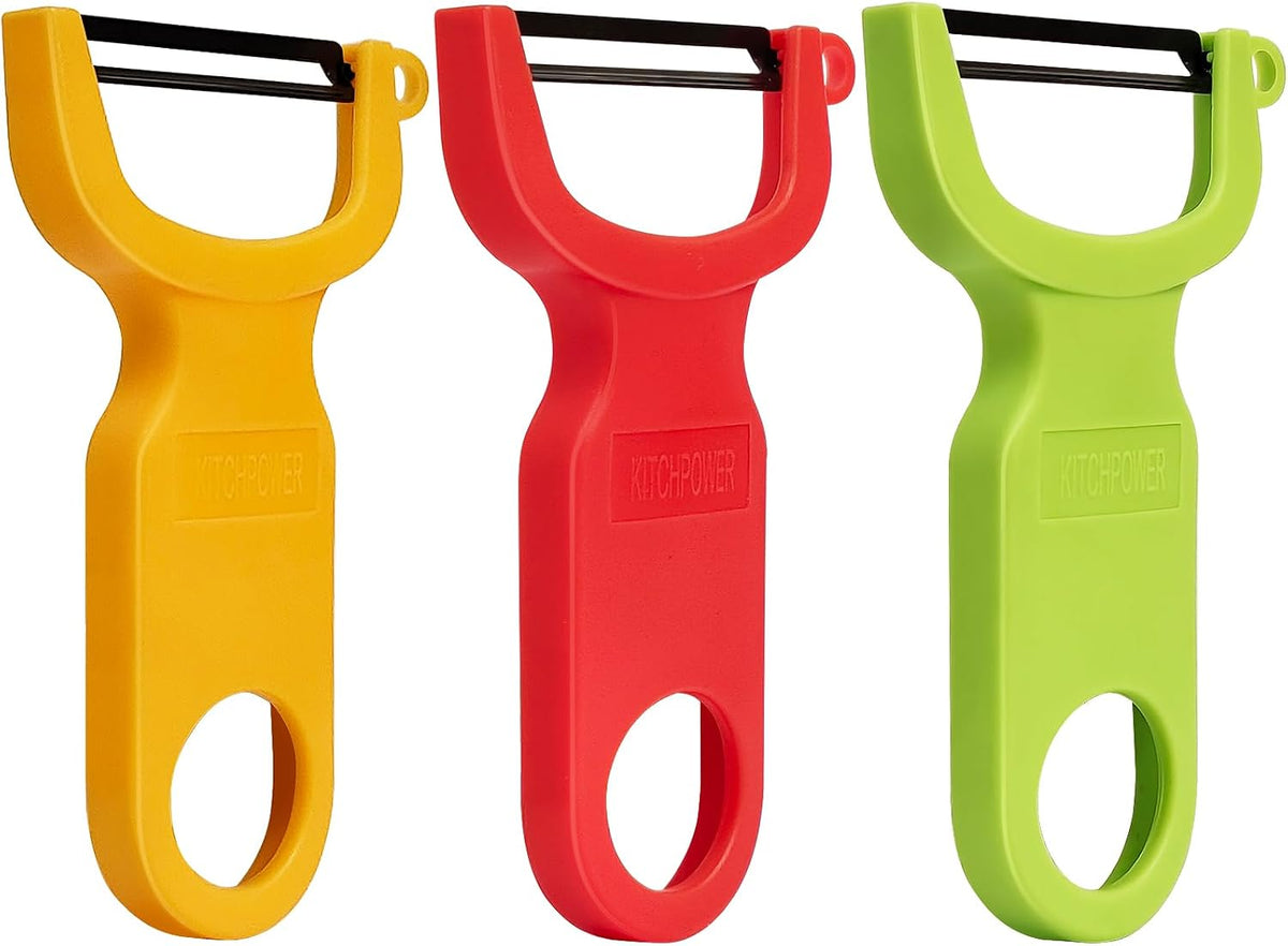 Original Vegetable Fruit Peeler Carbon Steel Blade 3 Pack Red/Green/Yellow…